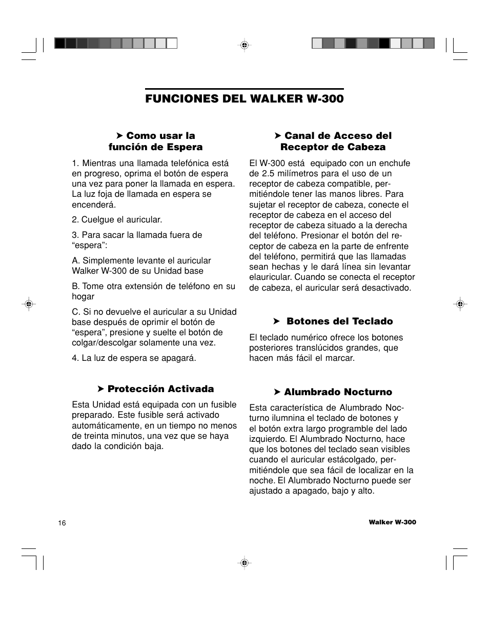 Funciones del walker w-300 | Walker W-300 User Manual | Page 42 / 80