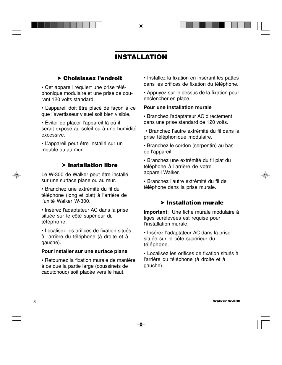 Installation | Walker W-300 User Manual | Page 62 / 80