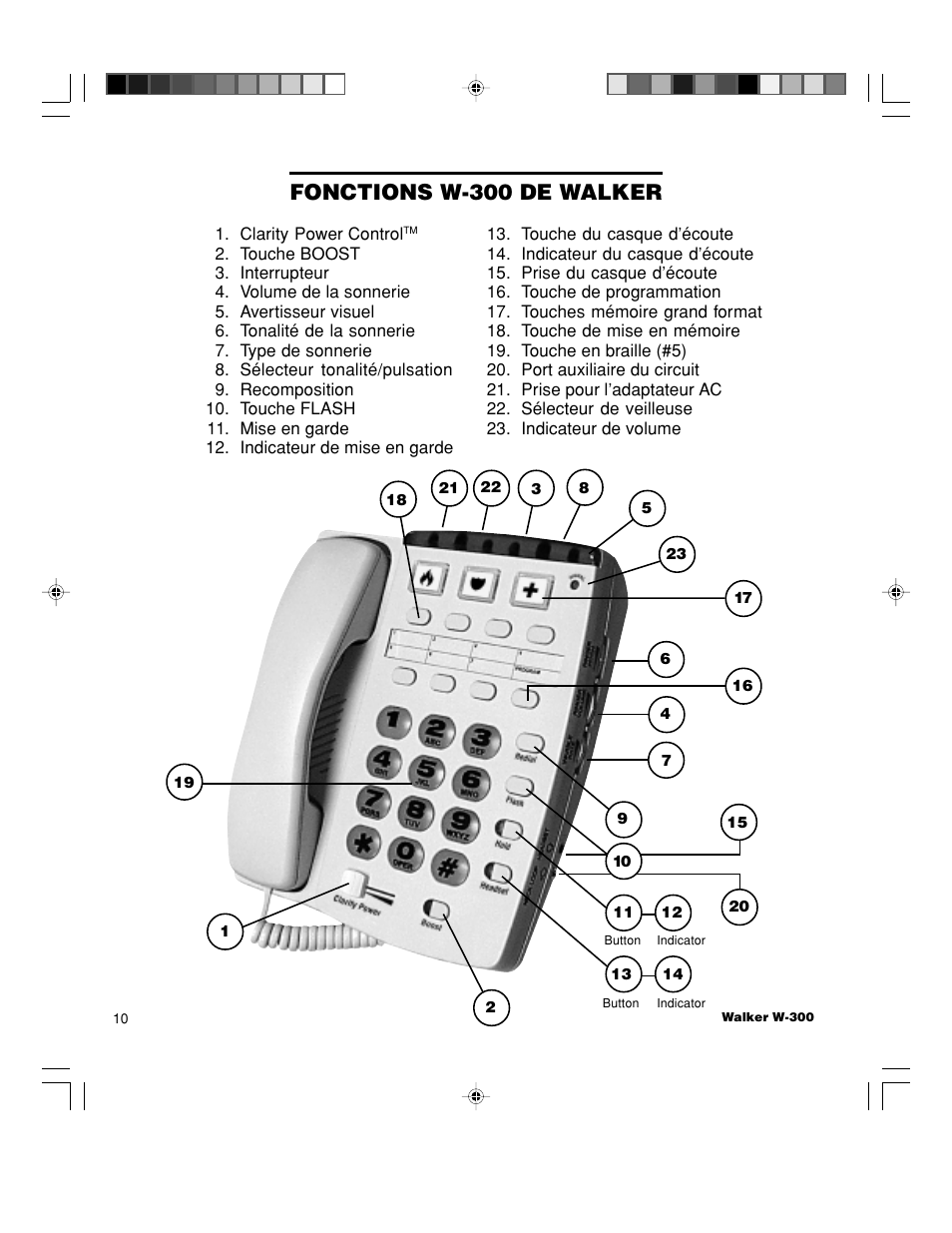 Fonctions w-300 de walker | Walker W-300 User Manual | Page 64 / 80