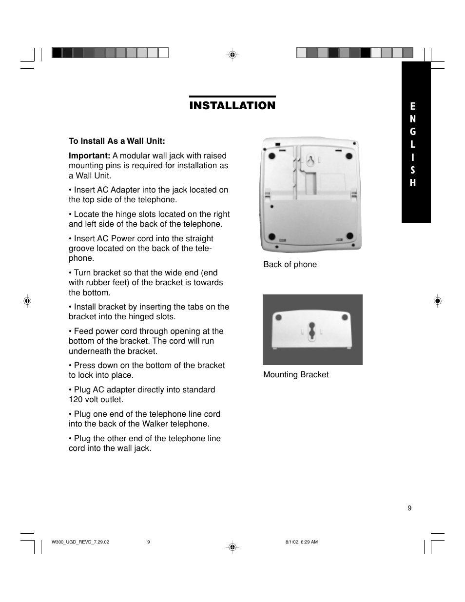 Installation | Walker W300 User Manual | Page 9 / 80
