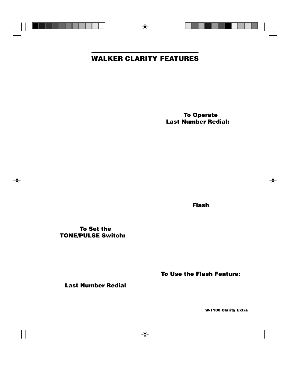 Walker clarity, Features | Walker W1100 User Manual | Page 14 / 27
