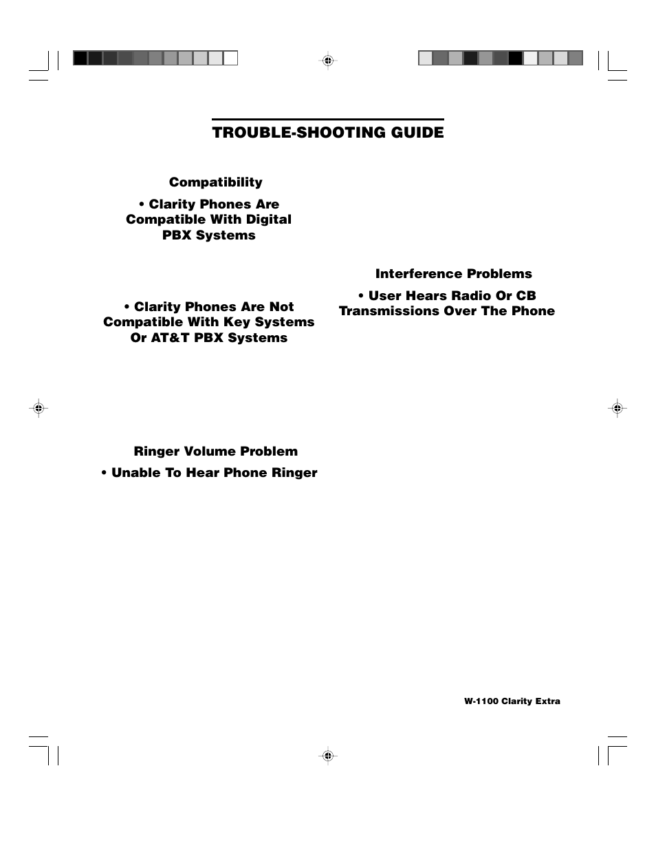 Trouble-shooting guide | Walker W1100 User Manual | Page 22 / 27