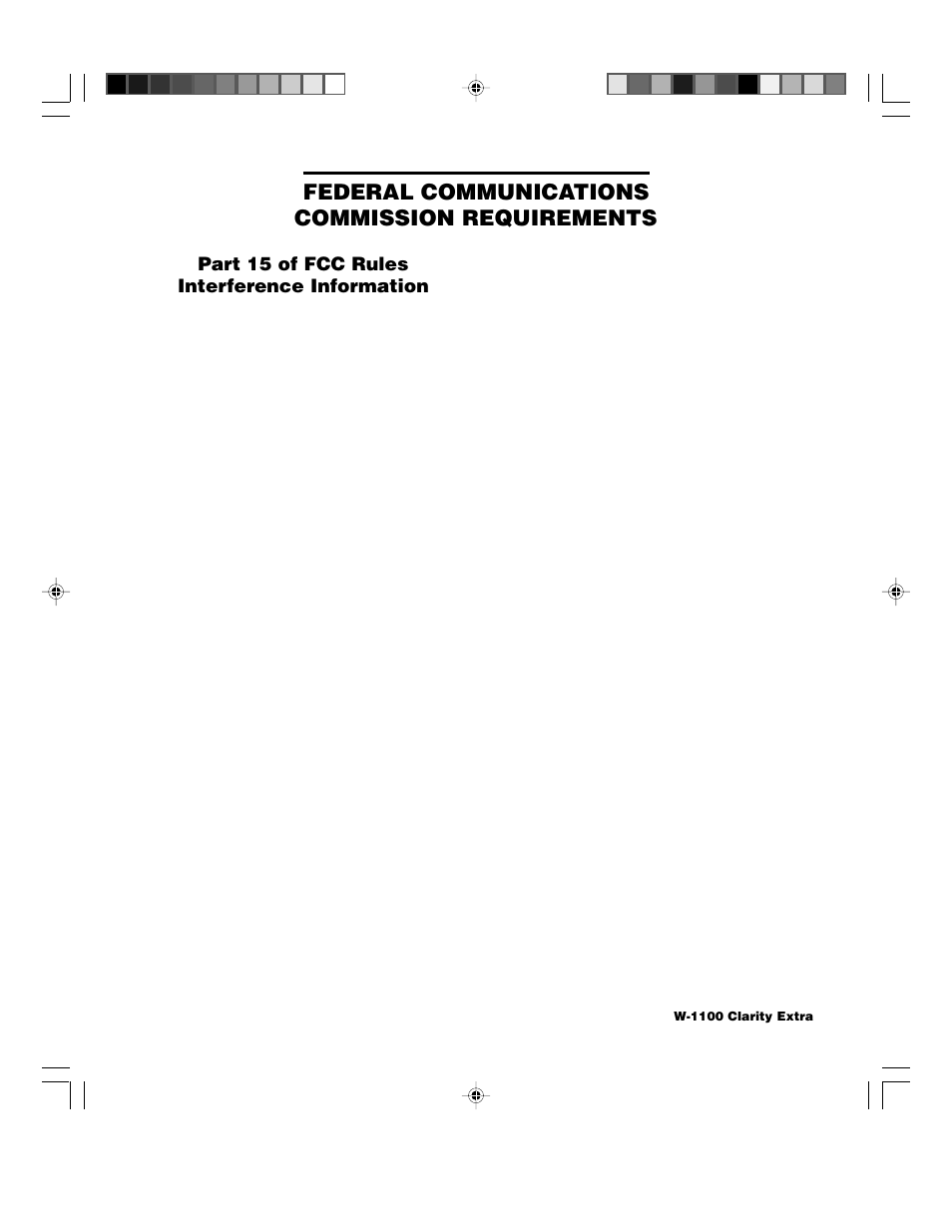 Federal communications commission requirements | Walker W1100 User Manual | Page 24 / 27