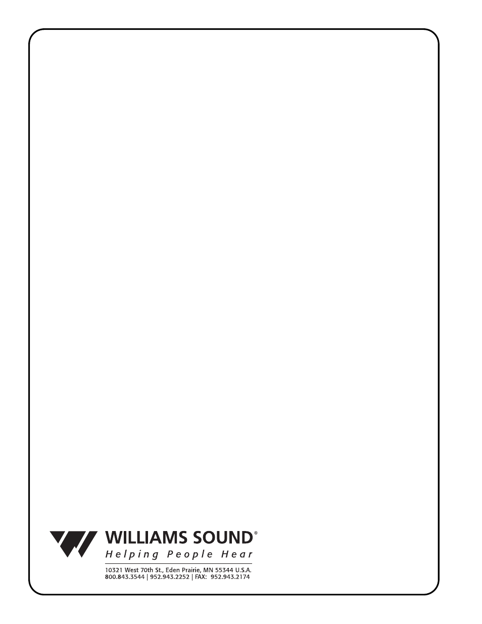 Williams Sound R31 User Manual | Page 20 / 20