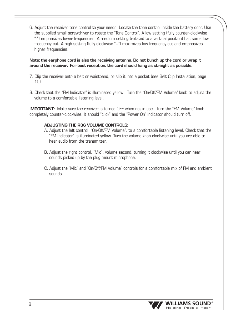 Williams Sound Transmitter T36 User Manual | Page 10 / 18