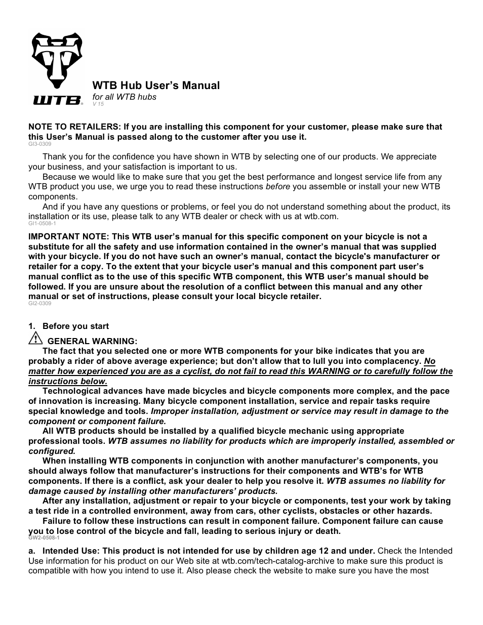 WTB IU2-0508-1 User Manual | 7 pages