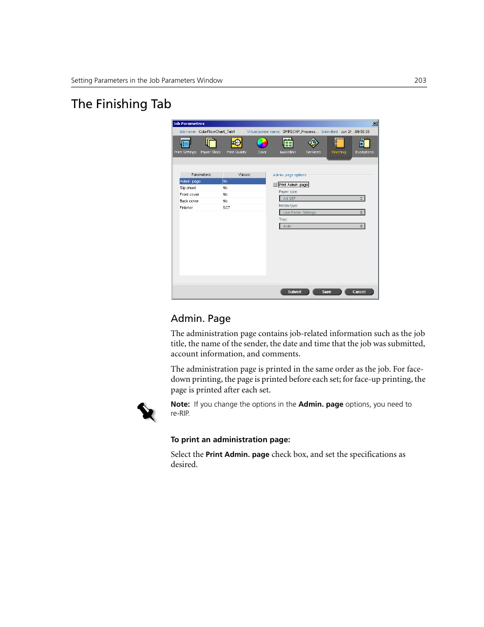 The finishing tab | Xerox CX240 User Manual | Page 213 / 276