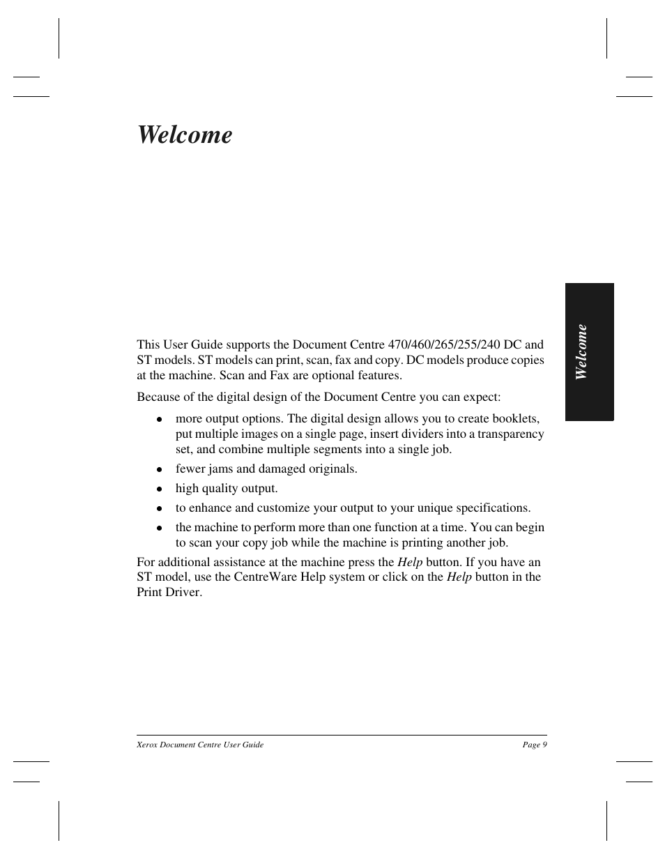 Welcome, Welcom e | Xerox 255 DC User Manual | Page 21 / 75