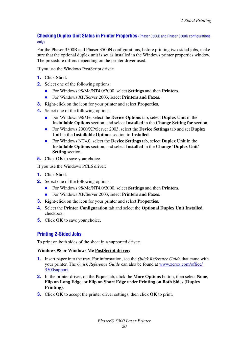 Xerox Laser Printer 3500 User Manual | Page 25 / 59