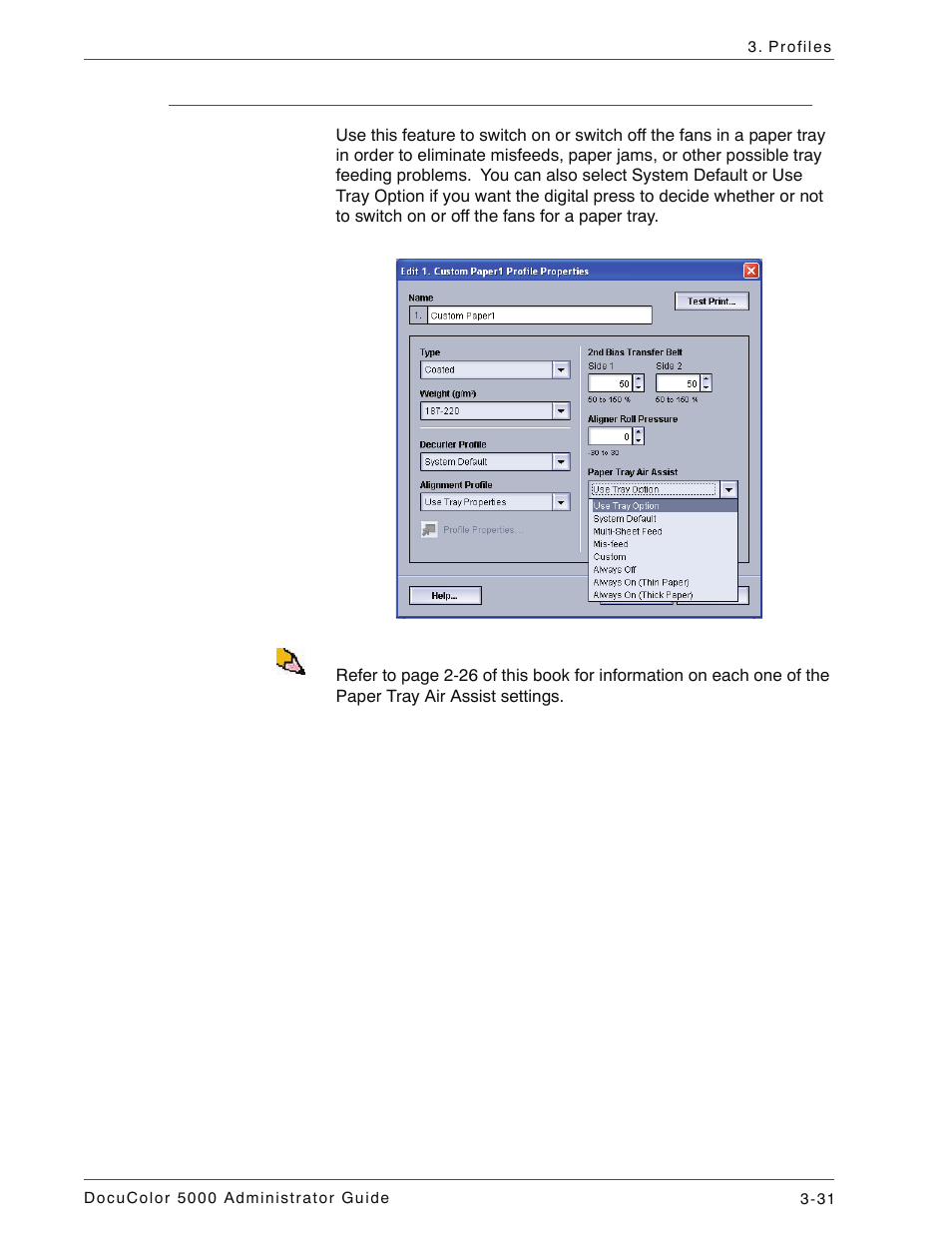 Paper tray air assist, Paper tray air assist -31 | Xerox DocuColor 5000 User Manual | Page 89 / 108