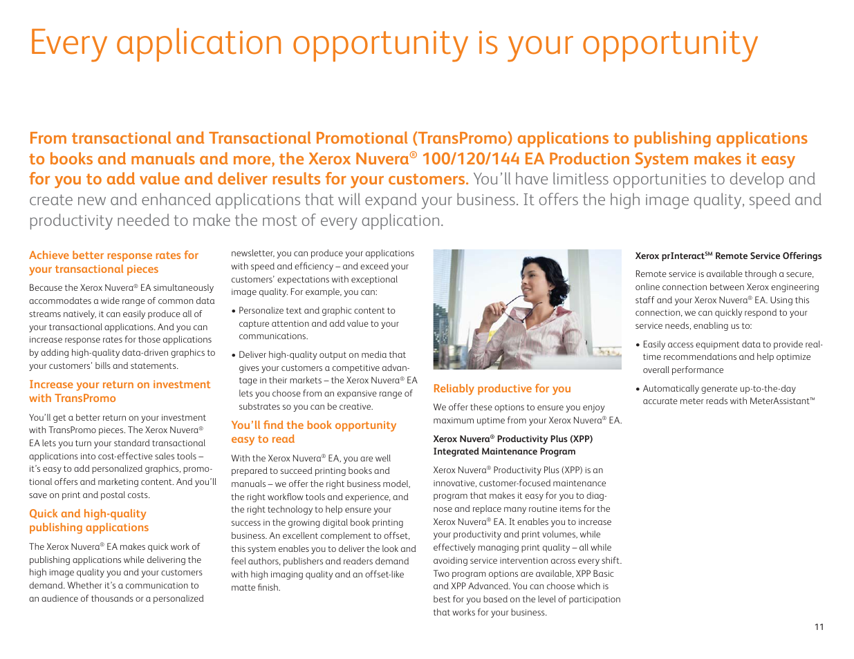 Every application opportunity is your opportunity | Xerox Nuvera 120 EA User Manual | Page 11 / 12