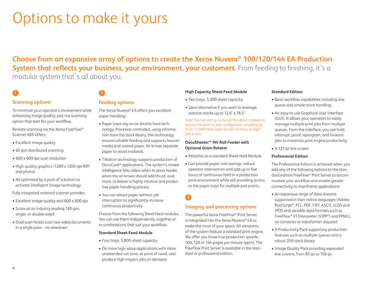 Options to make it yours | Xerox Nuvera 120 EA User Manual | Page 4 / 12