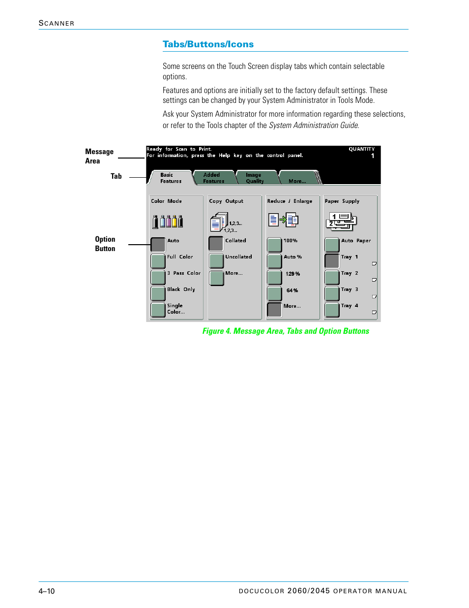 Tabs/buttons/icons, Tabs/buttons/icons –10 | Xerox DocuColor 2060 User Manual | Page 120 / 340