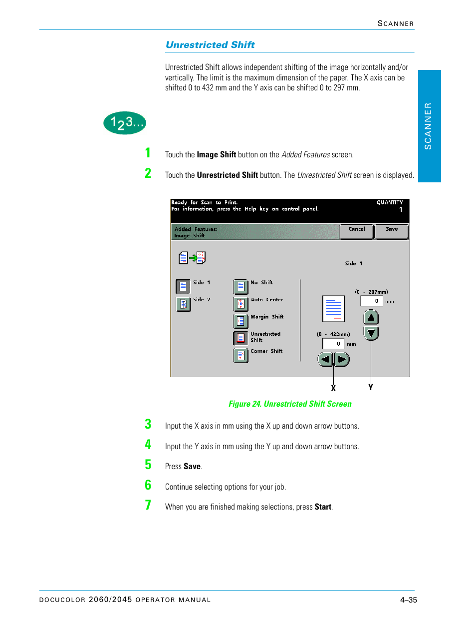 Unrestricted shift, Unrestricted shift –35 | Xerox DocuColor 2060 User Manual | Page 145 / 340