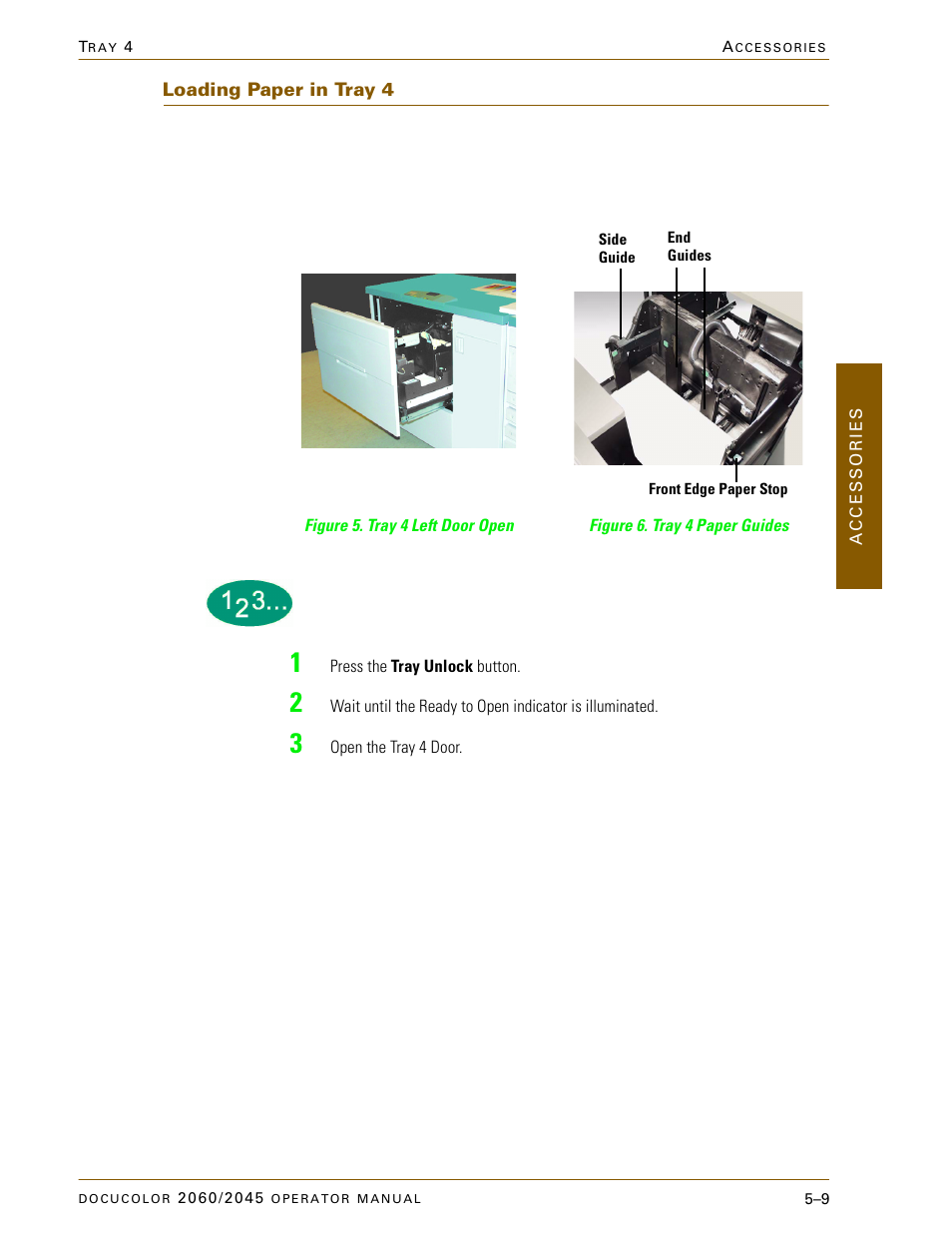Loading paper in tray 4, Loading paper in tray 4 –9 | Xerox DocuColor 2060 User Manual | Page 221 / 340