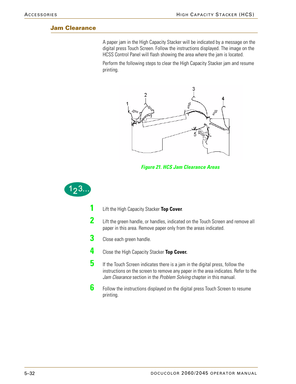Jam clearance, Jam clearance –32 | Xerox DocuColor 2060 User Manual | Page 244 / 340