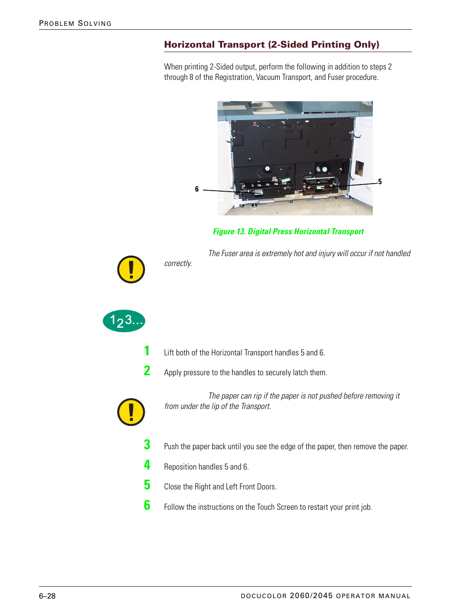 Horizontal transport (2-sided printing only), Horizontal transport (2-sided printing only) –28 | Xerox DocuColor 2060 User Manual | Page 294 / 340