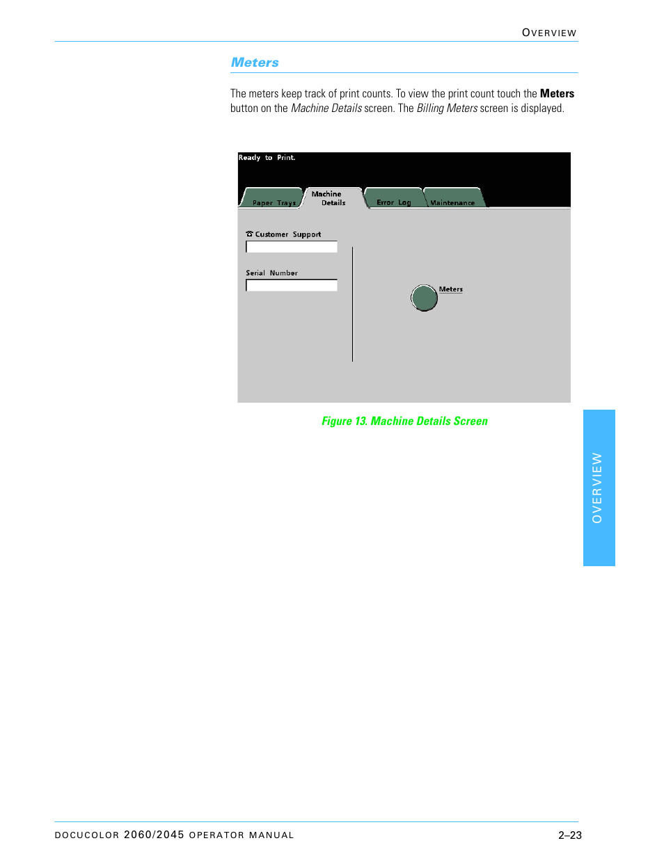Meters, Meters –23 | Xerox DocuColor 2060 User Manual | Page 73 / 340