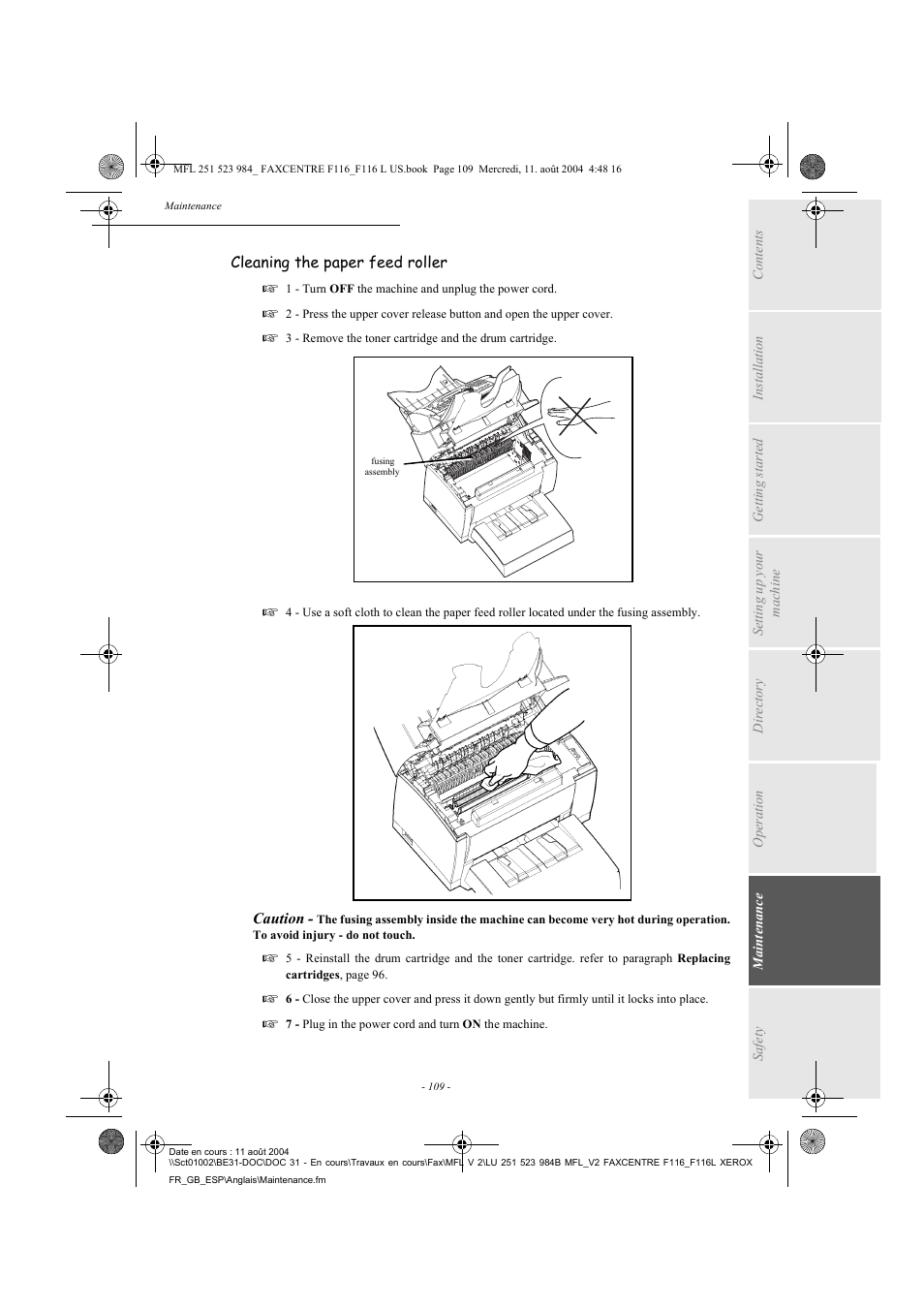 Xerox FaxCentre F116 User Manual | Page 113 / 141