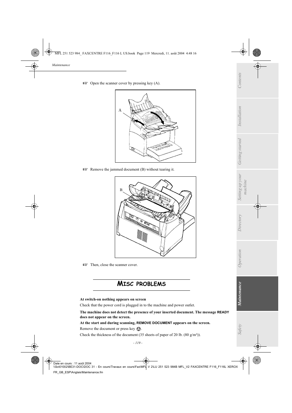 Xerox FaxCentre F116 User Manual | Page 123 / 141