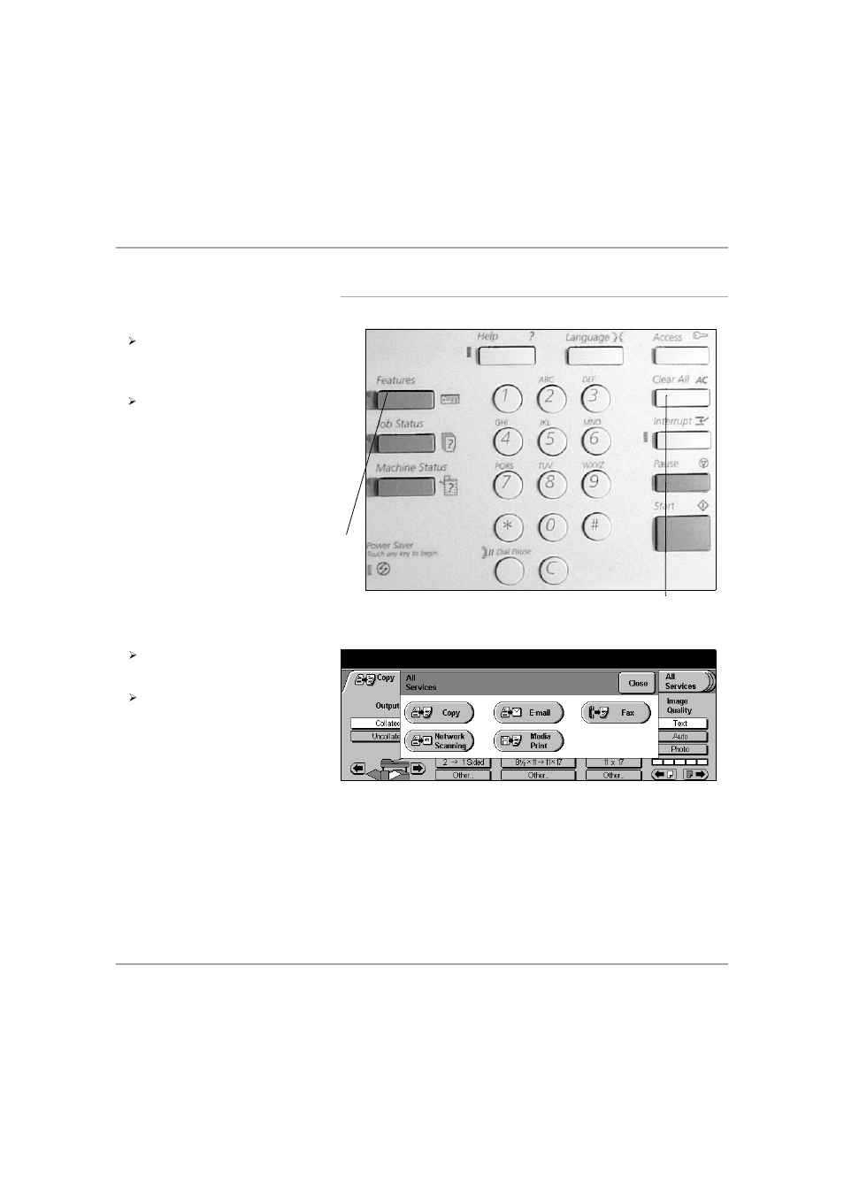 Sending a fax using server fax, Select features, Sending a fax using server fax -45 | Fa x | Xerox 432 User Manual | Page 161 / 466