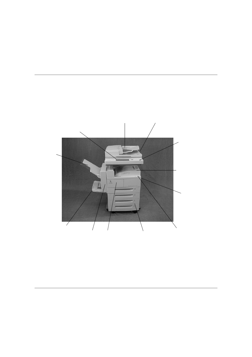 Identifying the machine components, Identifying the machine components -2 | Xerox 432 User Manual | Page 34 / 466
