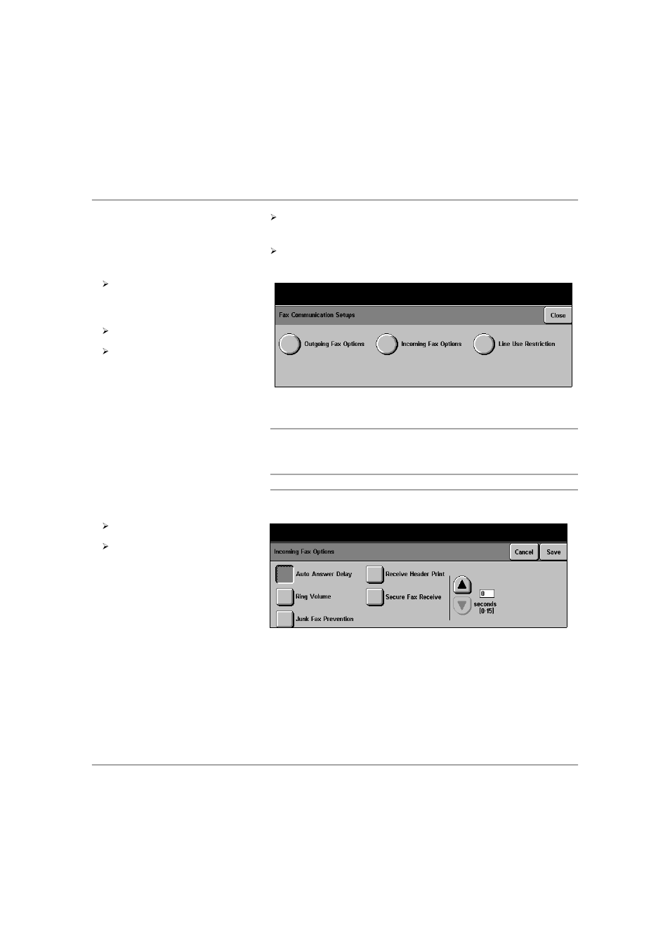 Incoming fax options, Auto answer delay, Incoming fax options -63 | Set u ps | Xerox 432 User Manual | Page 359 / 466