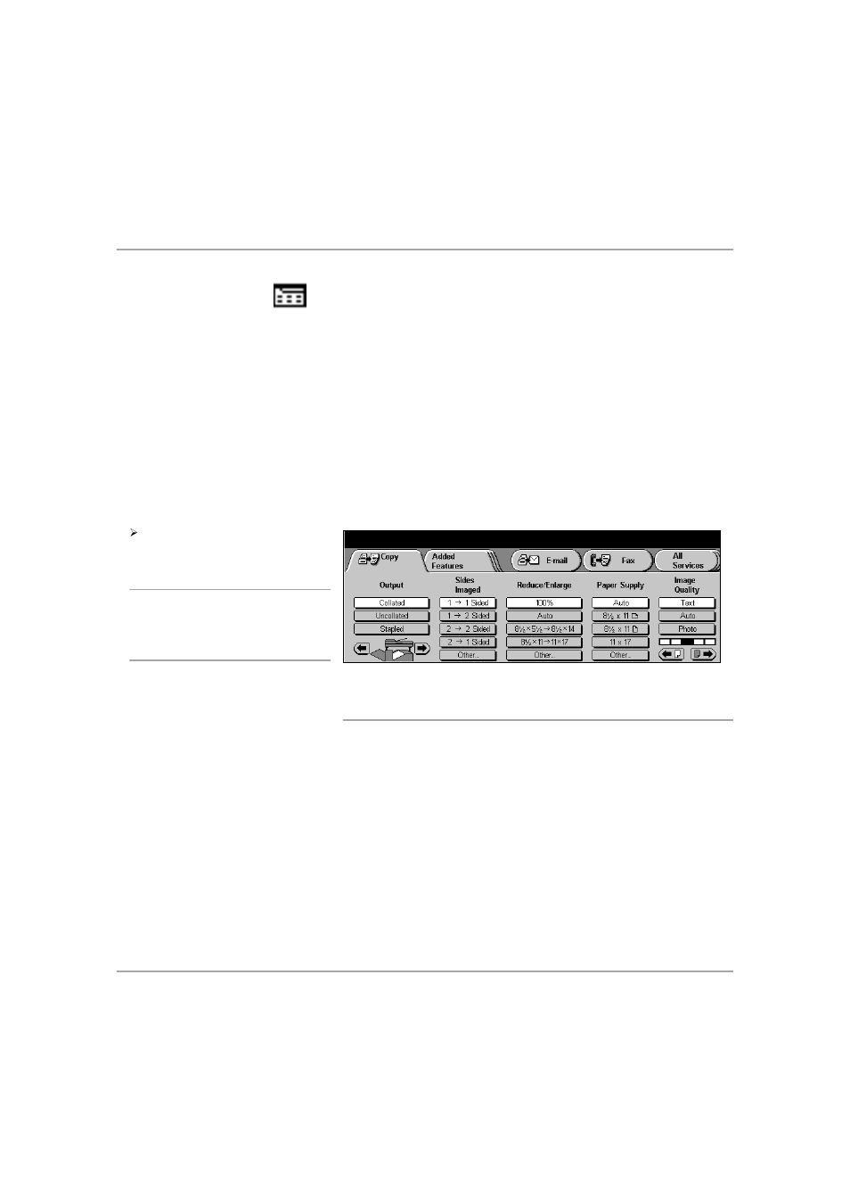 Features button, All services, Features button -17 | Xerox 432 User Manual | Page 49 / 466