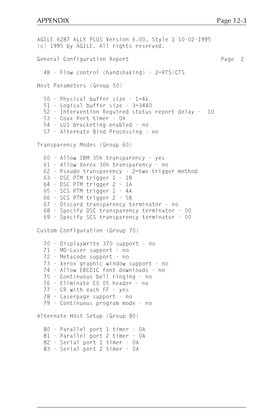 Page 12-3 appendix | Xerox ALLY PLUSTM 6287 User Manual | Page 147 / 186