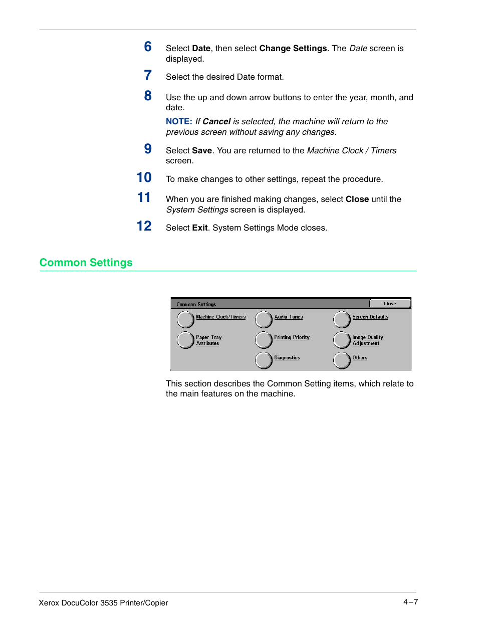 Common settings, Common settings 4–7 | Xerox 3535 User Manual | Page 145 / 268