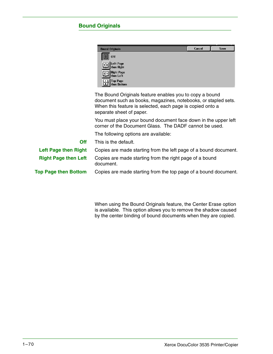 Bound originals | Xerox 3535 User Manual | Page 88 / 268