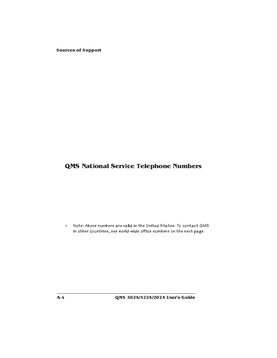 Qms national service telephone numbers | Xerox 2025 User Manual | Page 132 / 222