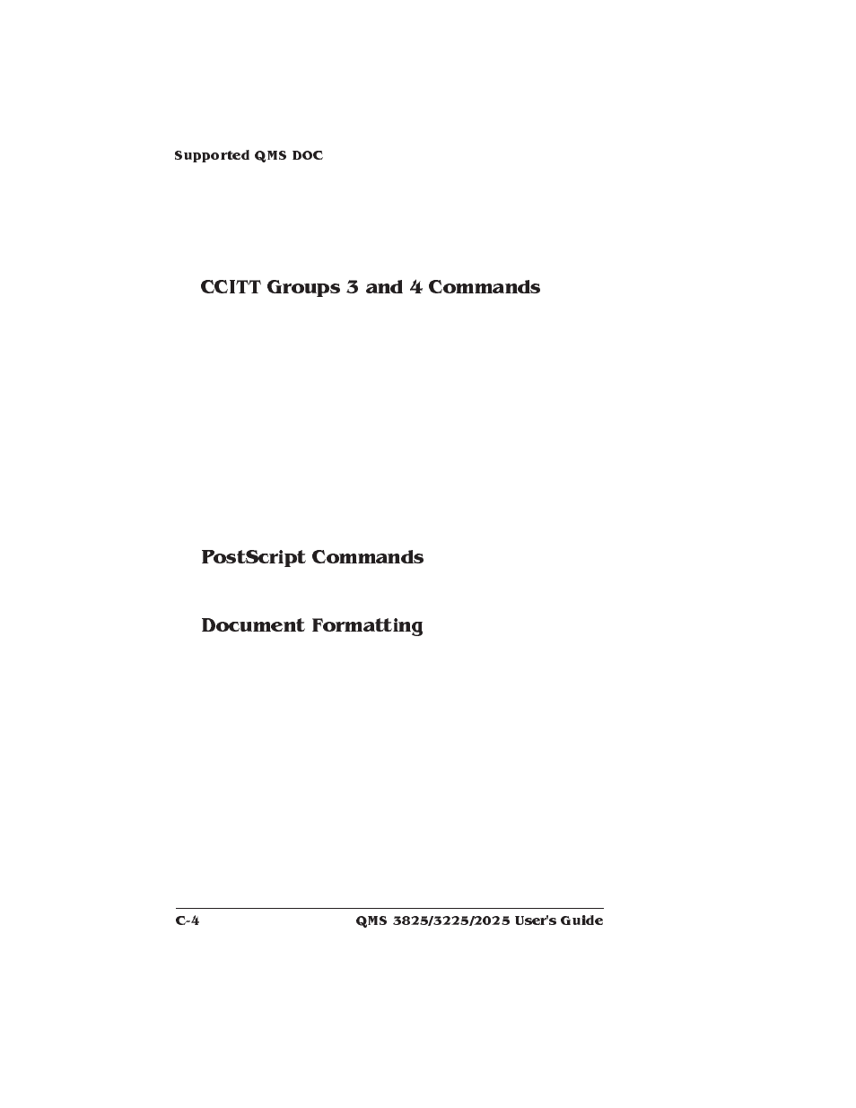 Ccitt groups 3 and 4 commands, Postscript commands, Document formatting | Xerox 2025 User Manual | Page 148 / 222