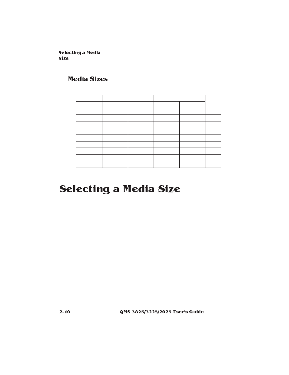 Media sizes, Selecting a media size | Xerox 2025 User Manual | Page 38 / 222