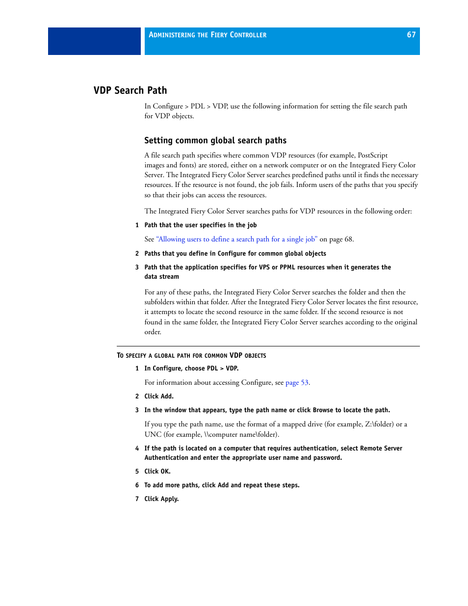 Vdp search path, Setting common global search paths | Xerox 700 User Manual | Page 67 / 80