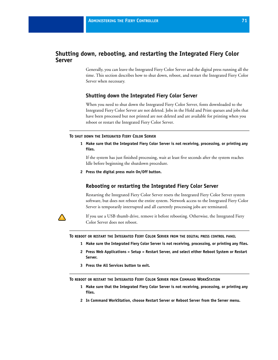 Shutting down the integrated fiery color server | Xerox 700 User Manual | Page 71 / 80