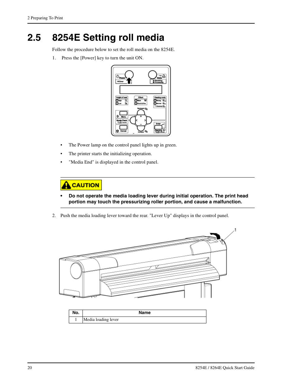 5 8254e setting roll media, 8254e setting roll media | Xerox 8264E  EN User Manual | Page 26 / 50