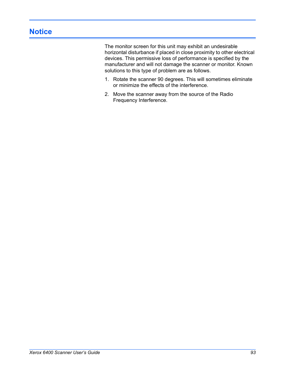 Notice | Xerox 6400 User Manual | Page 98 / 103