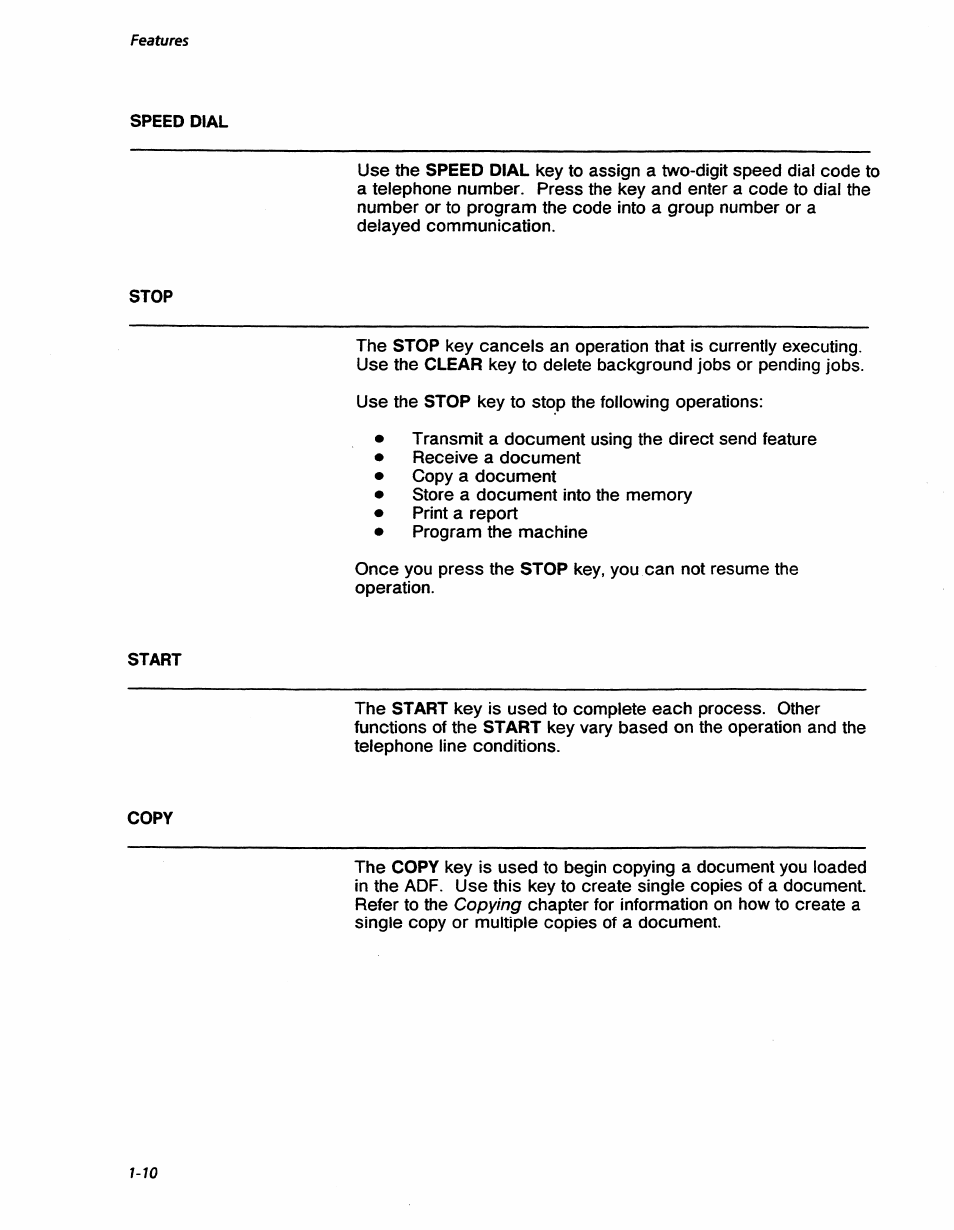Copying, Features | Xerox 7042 User Manual | Page 24 / 182