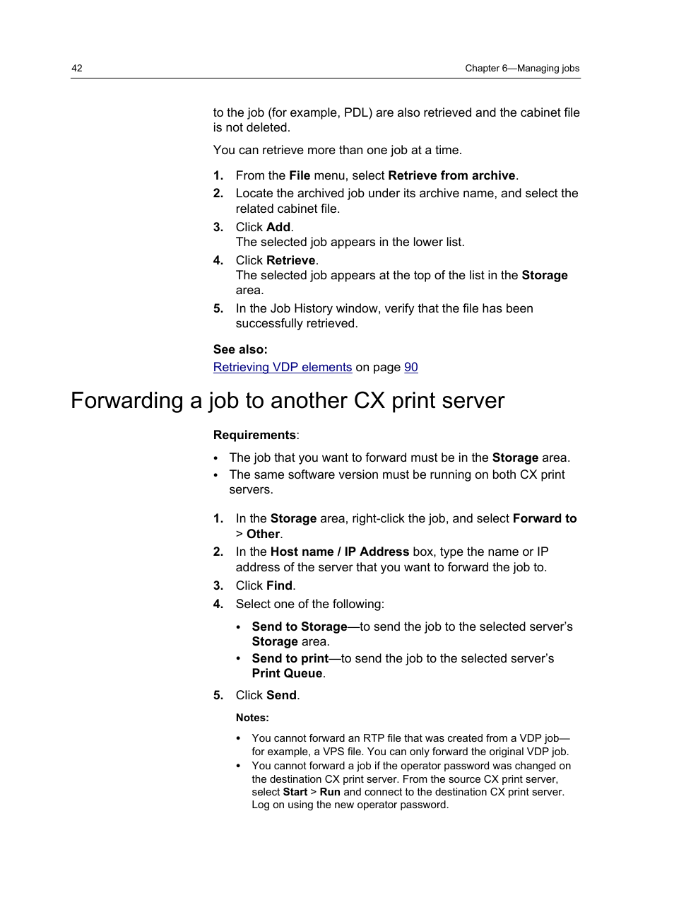 Forwarding a job to another cx print server | Xerox CX PRINT SERVER 560 User Manual | Page 52 / 166
