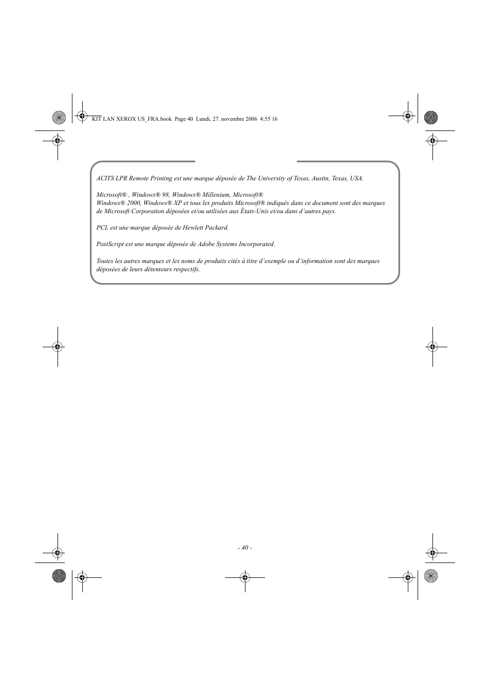 Information | Xerox FaxCentre F2121 User Manual | Page 40 / 112