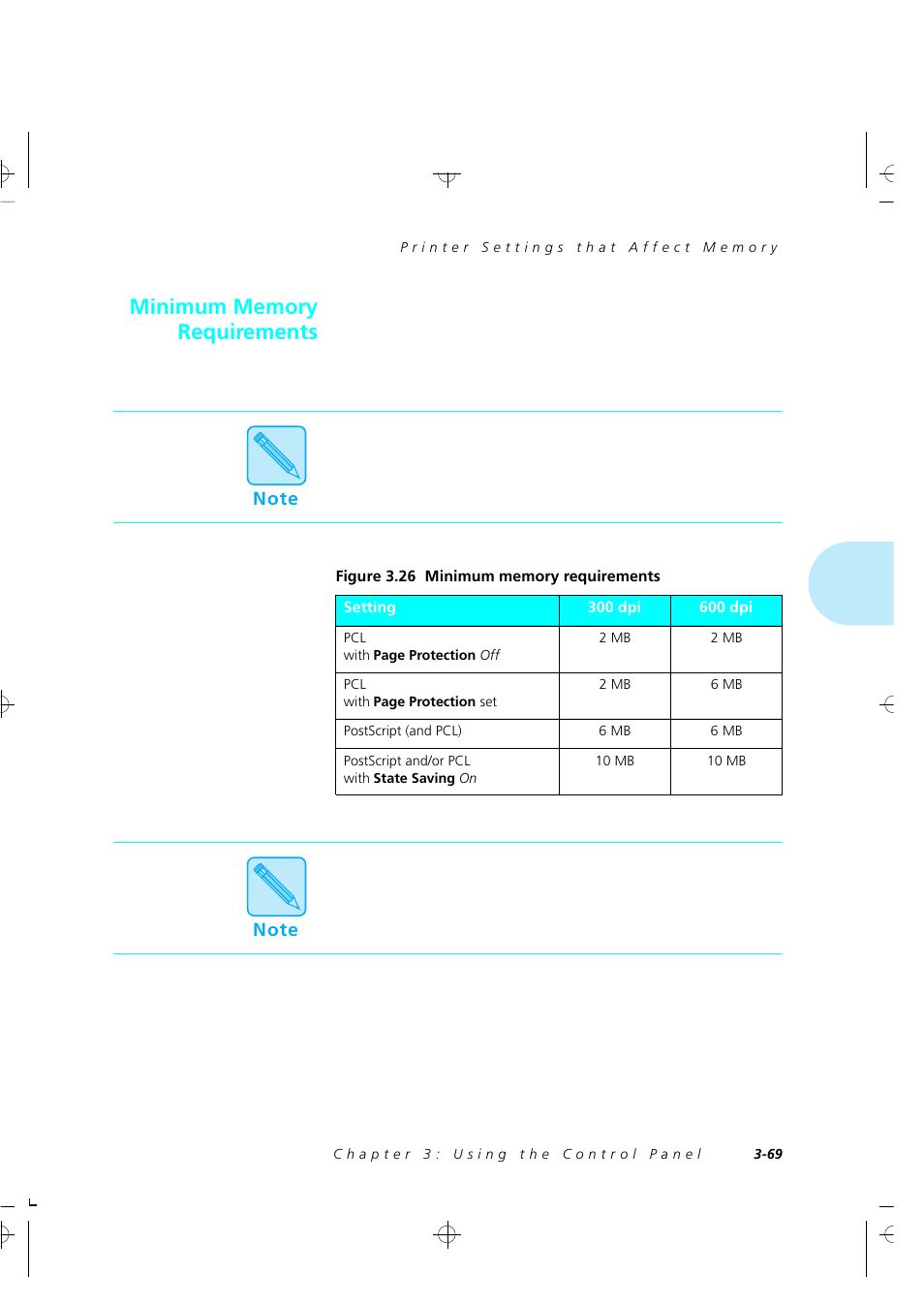 Minimum memory requirements | Xerox 4505/4505ps User Manual | Page 115 / 286