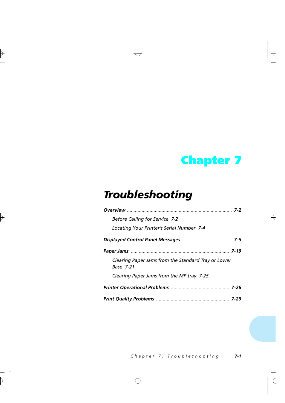 Chapter 7, Troubleshooting | Xerox 4505/4505ps User Manual | Page 167 / 286