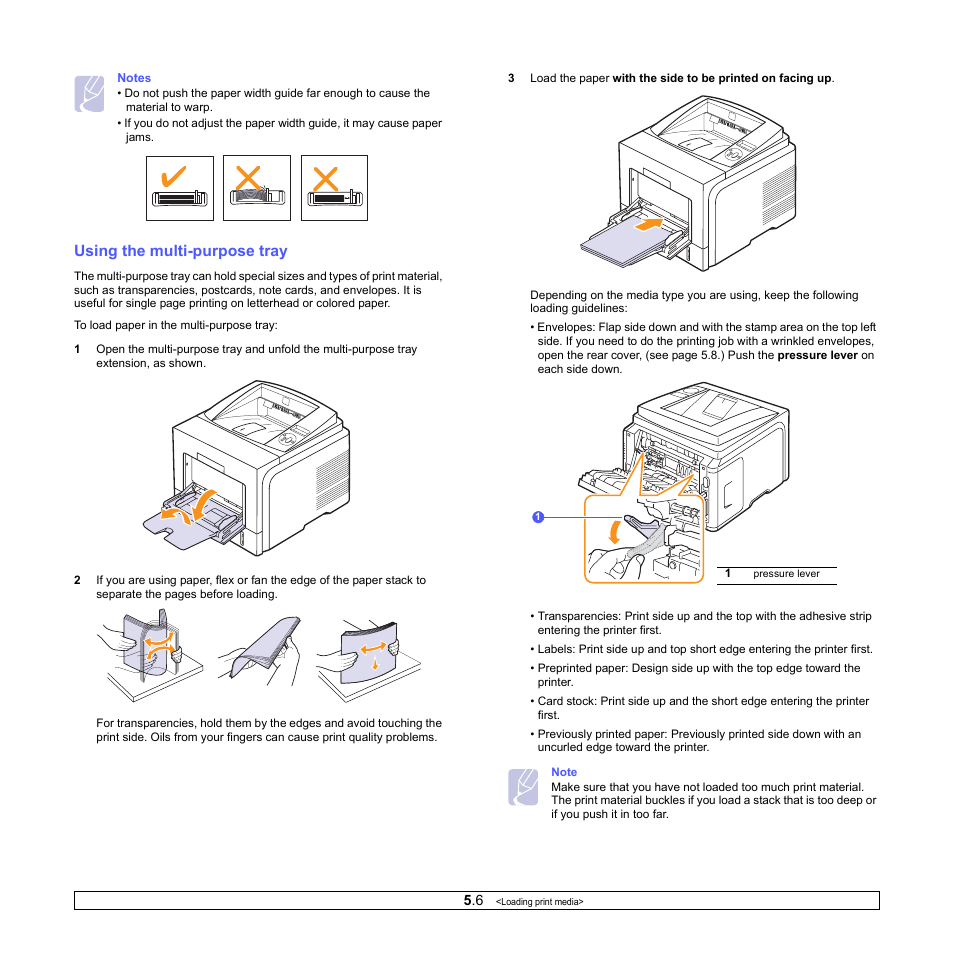 Using the multi-purpose tray | Xerox Phaser 3435 User Manual | Page 33 / 98