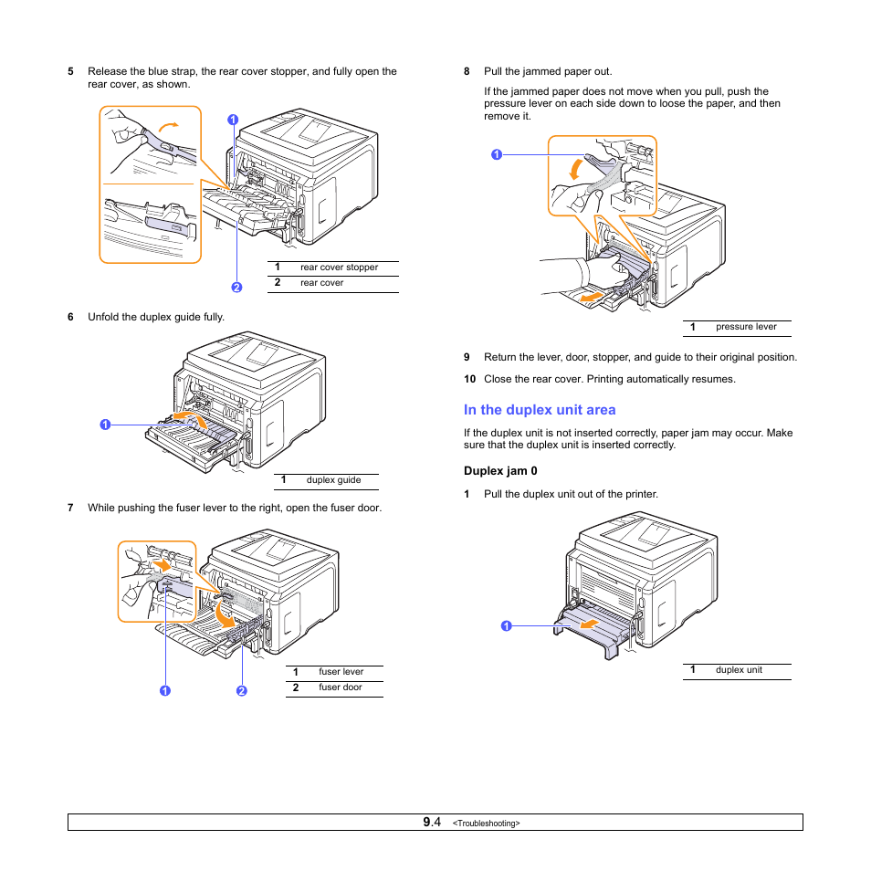 In the duplex unit area | Xerox Phaser 3435 User Manual | Page 45 / 98