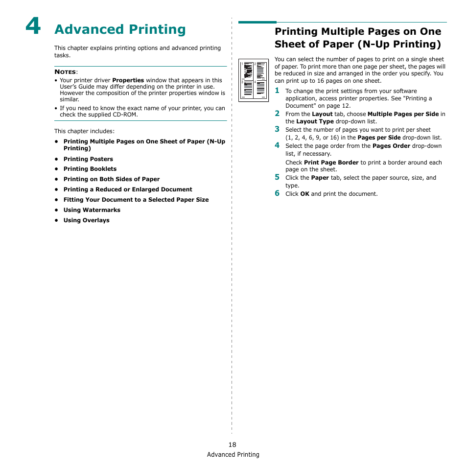 Advanced printing, Chapter 4 | Xerox Phaser 3435 User Manual | Page 79 / 98