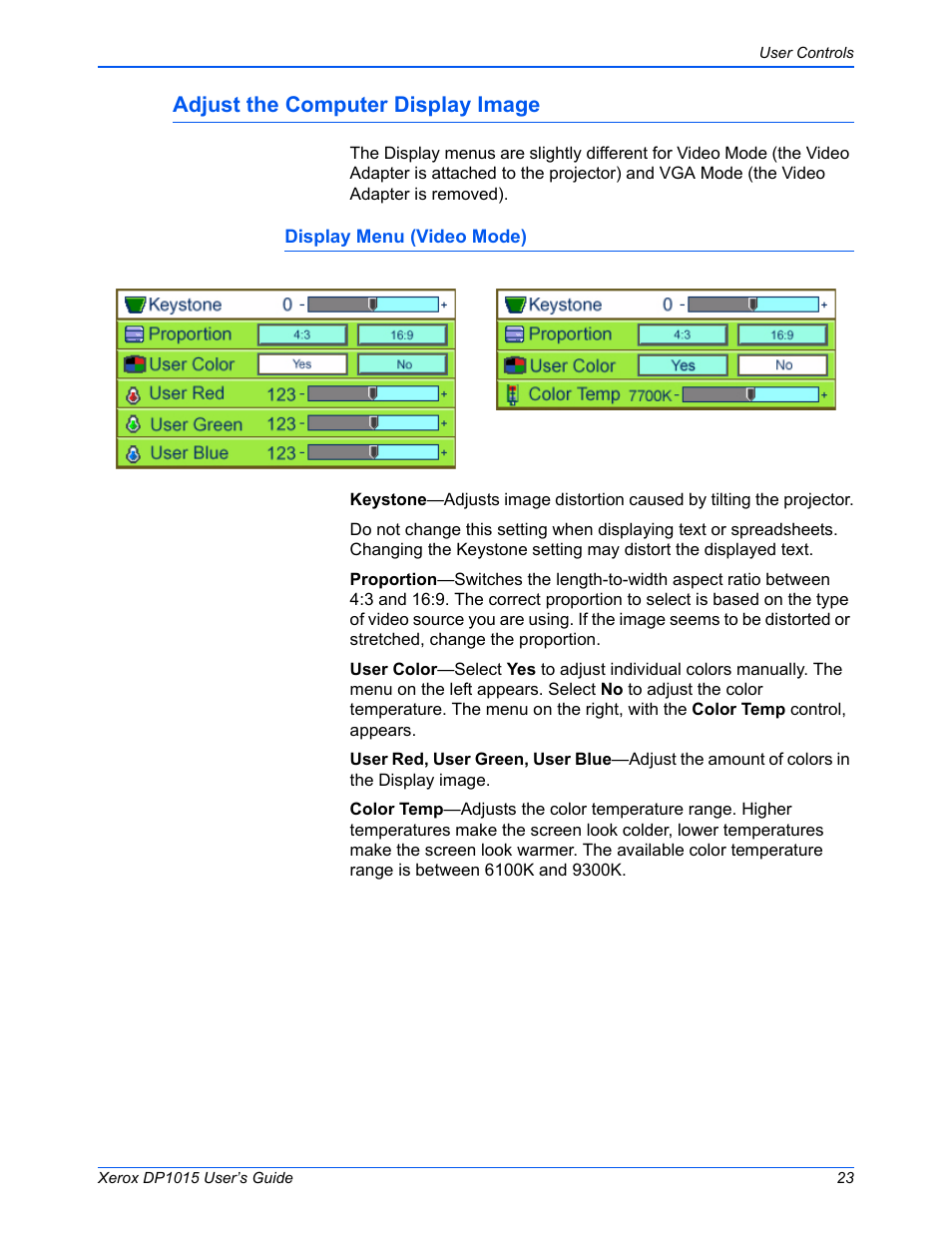 Adjust the computer display image | Xerox DP 1015 User Manual | Page 28 / 46