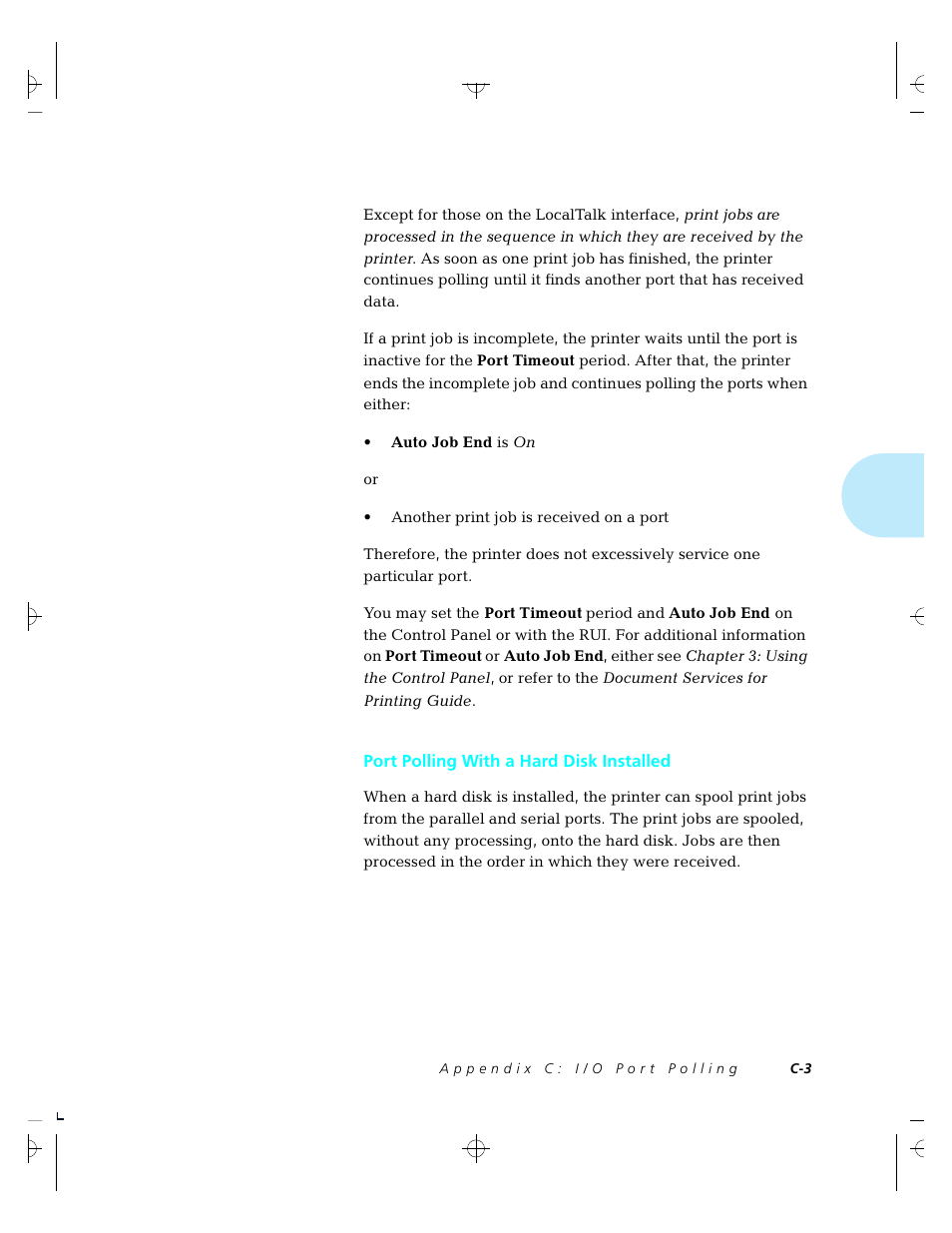 Port polling with a hard disk installed | Xerox 4520 User Manual | Page 267 / 310