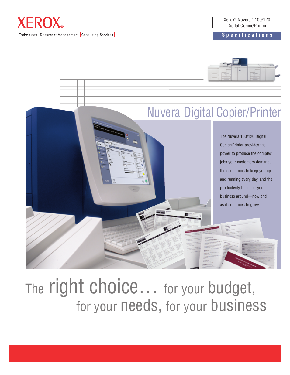 Xerox Nuvera 100/120 User Manual | 2 pages