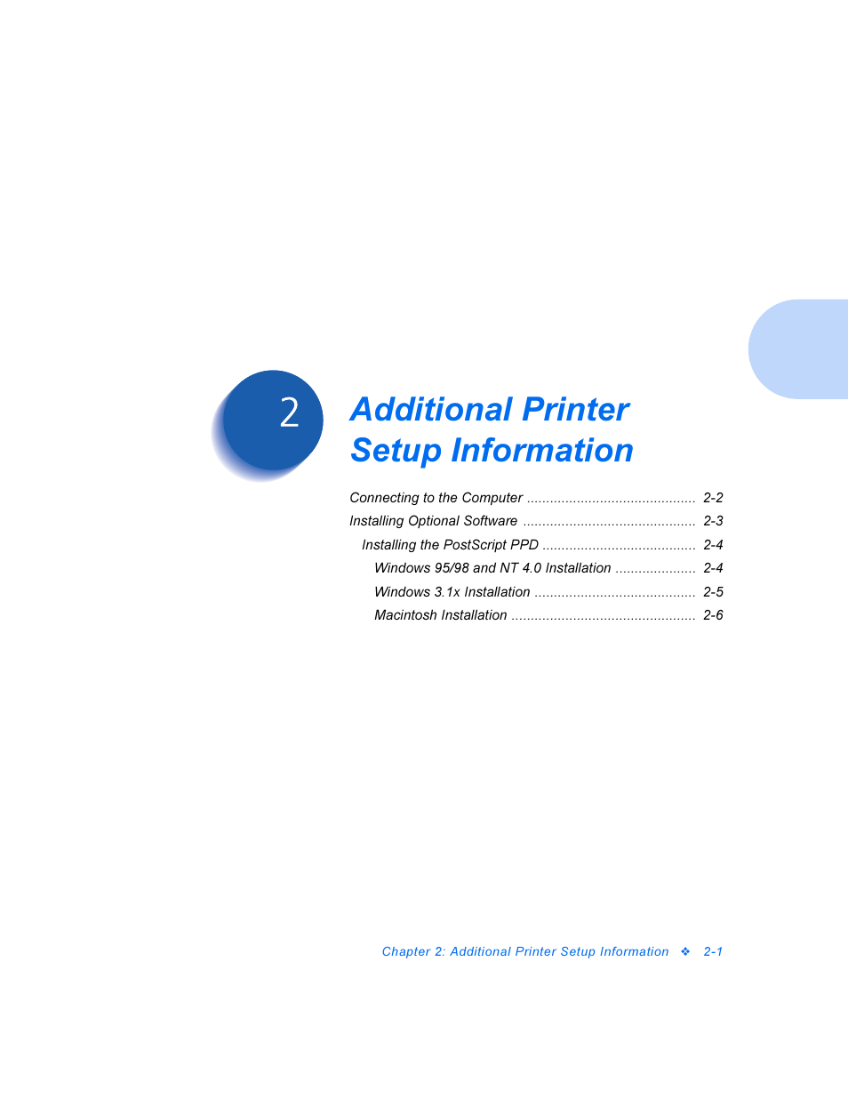 Additional printer setup information | Xerox DocuPrint Personal Laser Printer P1202 User Manual | Page 15 / 88